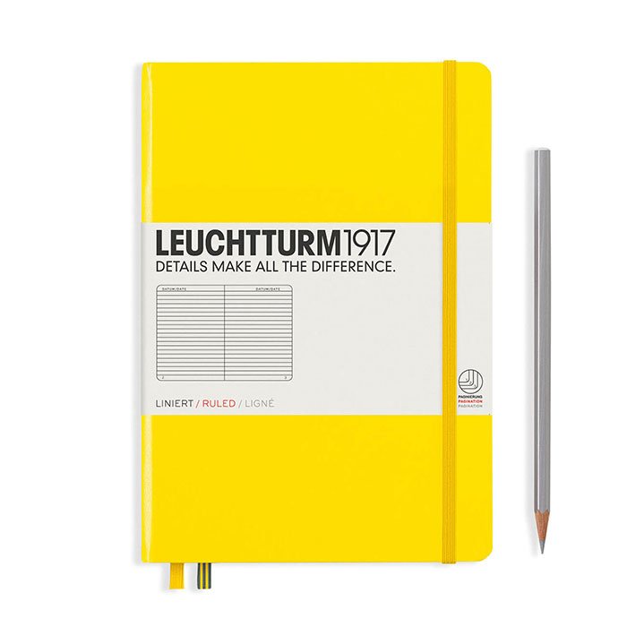 Leuchtturm1917 Medium A5-Size Hard Cover Ruled Notebook Lemon