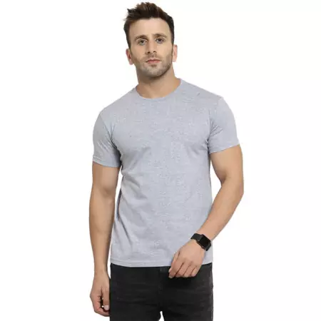 Scott Basic Round Neck T Shirt Grey