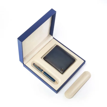 Gift Set Lapis Bard Contemporary Ballpoint Pen Wallet Blue Pic 1