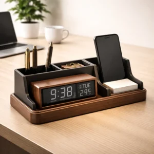 office desk accessories with digital clock