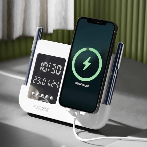 desk organizer digital clock with mobile holder