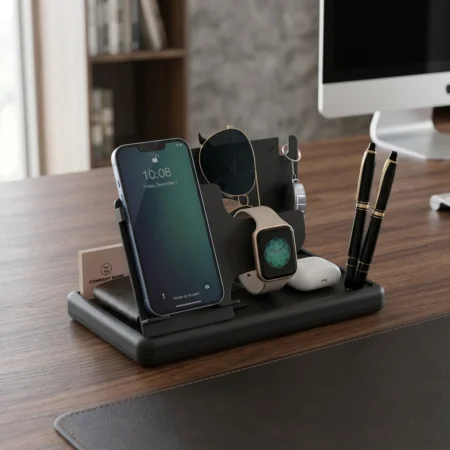 office desk accessory with watchholder on the workstation